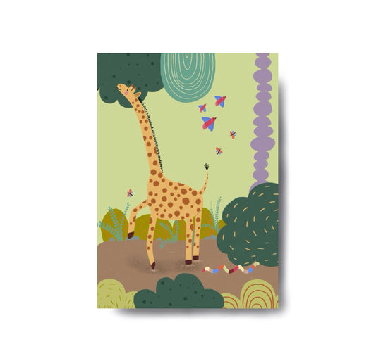 Karin Lena Schmid - Postkarte "Giraffe auf Zehenspitzen"