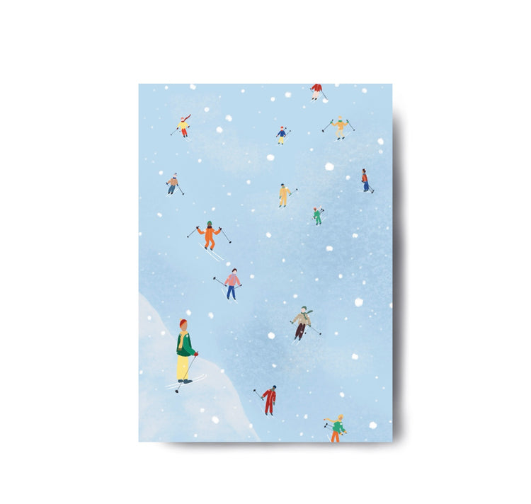 Karin Lena Schmid - Postkarte "Skifahren"