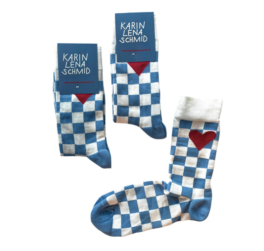 Karin Lena Schmid - Socken "Karo und Herz" (38-42)
