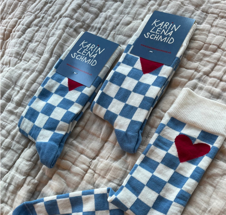 Karin Lena Schmid - Socken "Karo und Herz" (38-42)
