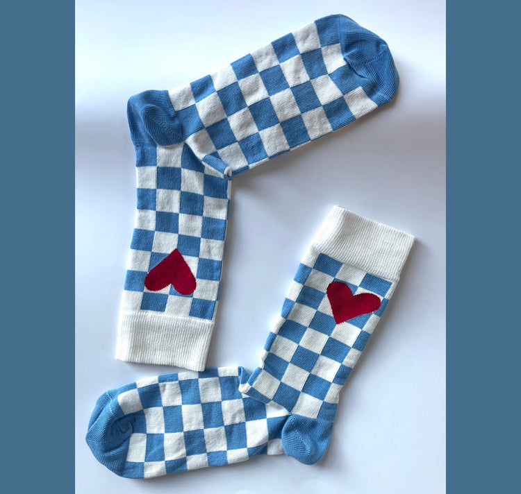 Karin Lena Schmid - Socken "Karo und Herz" (38-42)