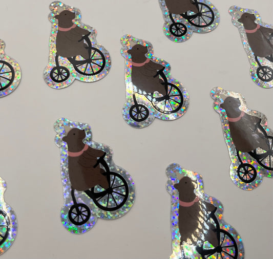 Karin Lena Schmid - Autocollant « Ours fêtard à vélo »