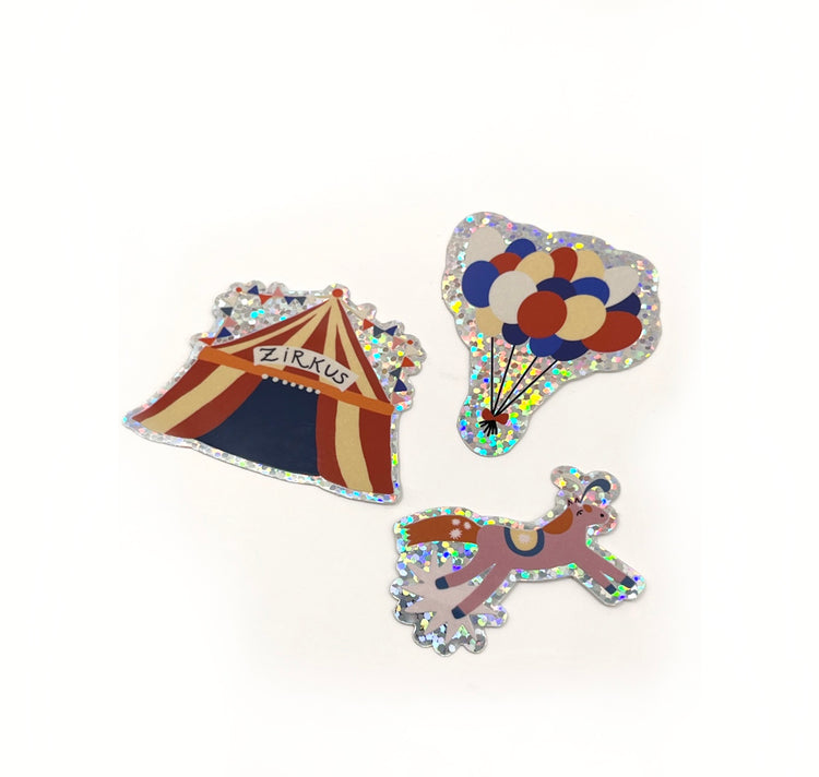 Karin Lena Schmid - Stickerset "Zirkus ‚Ballone, Pony und Zelt"