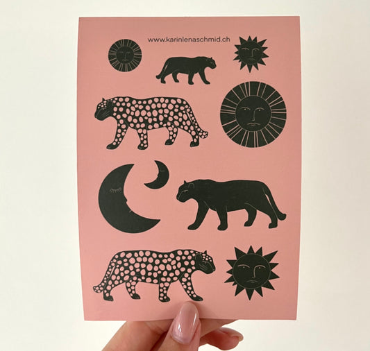 Karin Lena Schmid - Stickerbogen "Leos mit Sonne, Mond und Sterne"