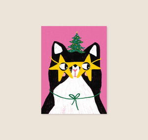 Hartezeiten - Weihnachtskarte "Katze mit Brille"