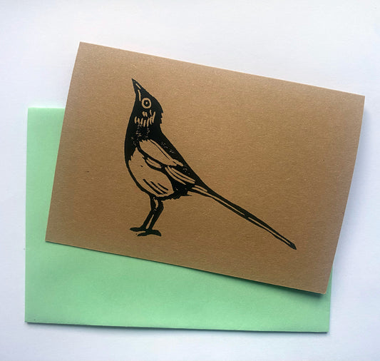 GINNY - Karte „Die Elster“, Linoldruck