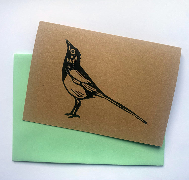 GINNY - Karte „Die Elster“, Linoldruck