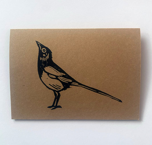 GINNY - Karte „Die Elster“, Linoldruck