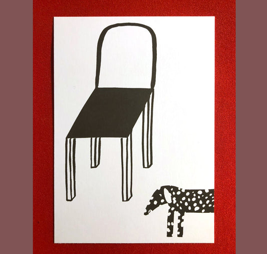 Martina Walther - Postkarte "Stuhl und Hund"