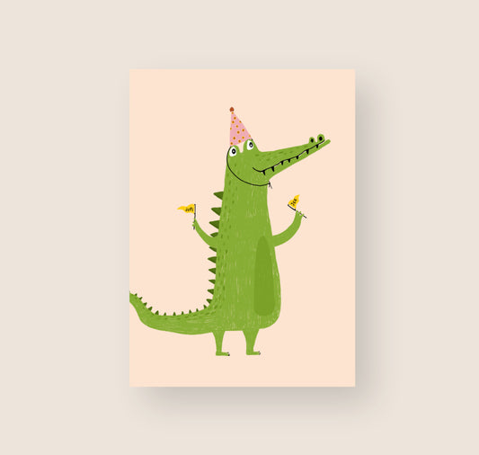 Hartezeiten - Postkarte "Geburtstags Krokodile"
