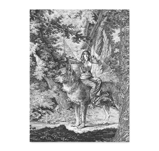 Clarissa Schwarz - Postkarte "Der Wolf und das Mädchen"