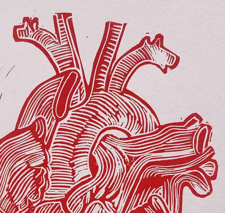 GINNY - Carte „Das rote Herz“, linogravure