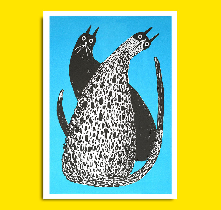 Anna-Lisa Schneeberger - Plakat "Katzen blau 1"