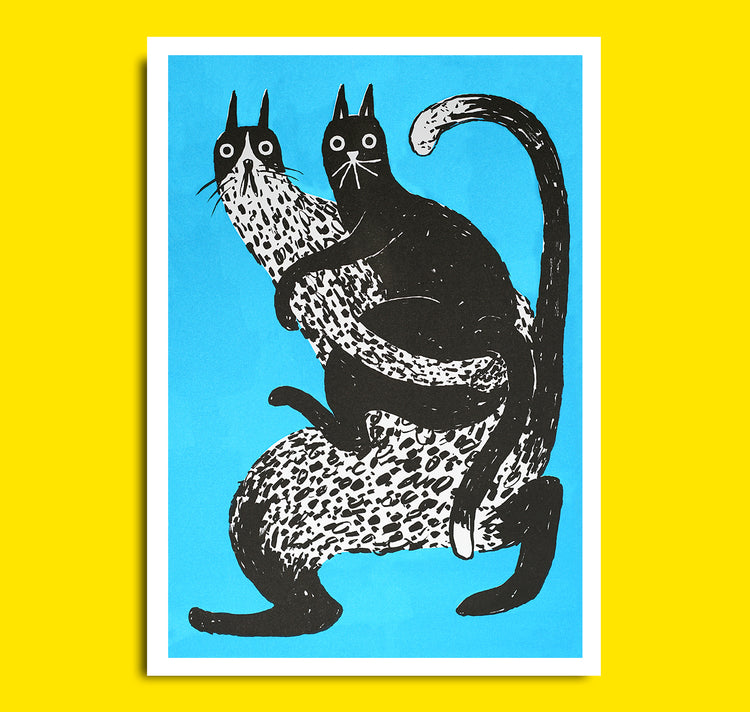 Anna-Lisa Schneeberger - Plakat " Katzen blau Huckepack"
