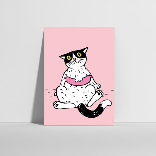 Anna-Lisa Schneeberger - Postkarte "Büsi mit Wurst"