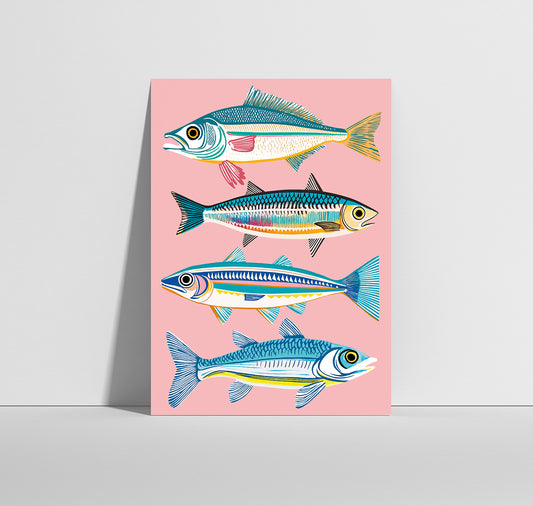 Anna-Lisa Schneeberger - Postkarte "Fische rosa"