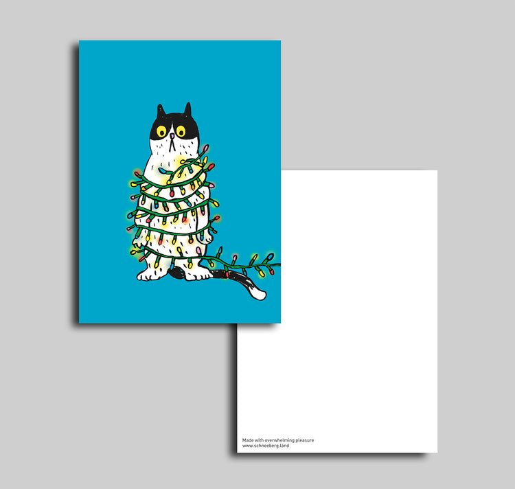 Anna-Lisa Schneeberger - Cartolina "Gatto con lucine blu"