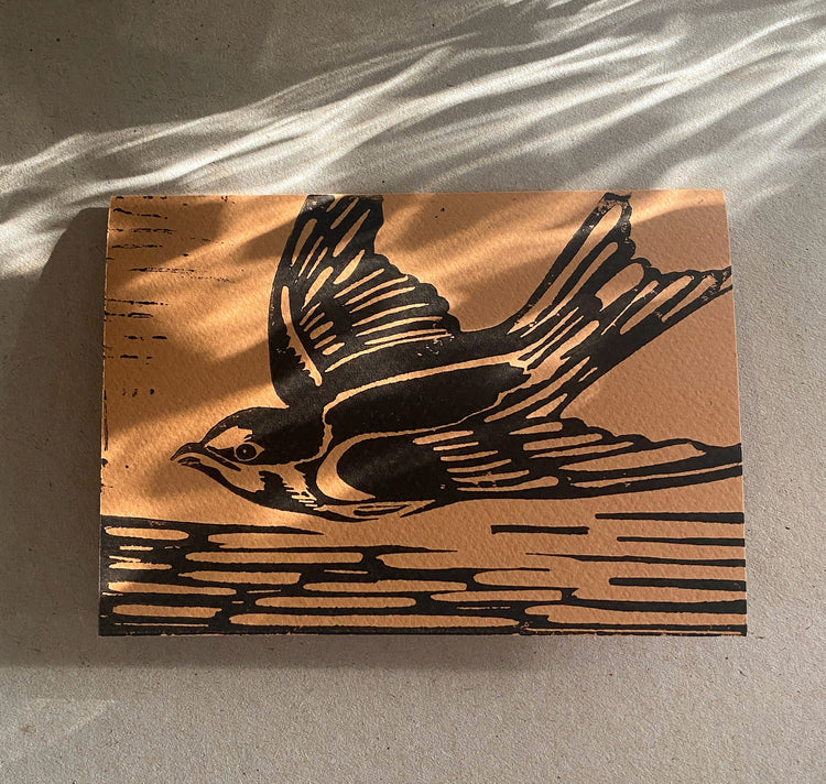 GINNY - Biglietto "Rondine Linoleografia"