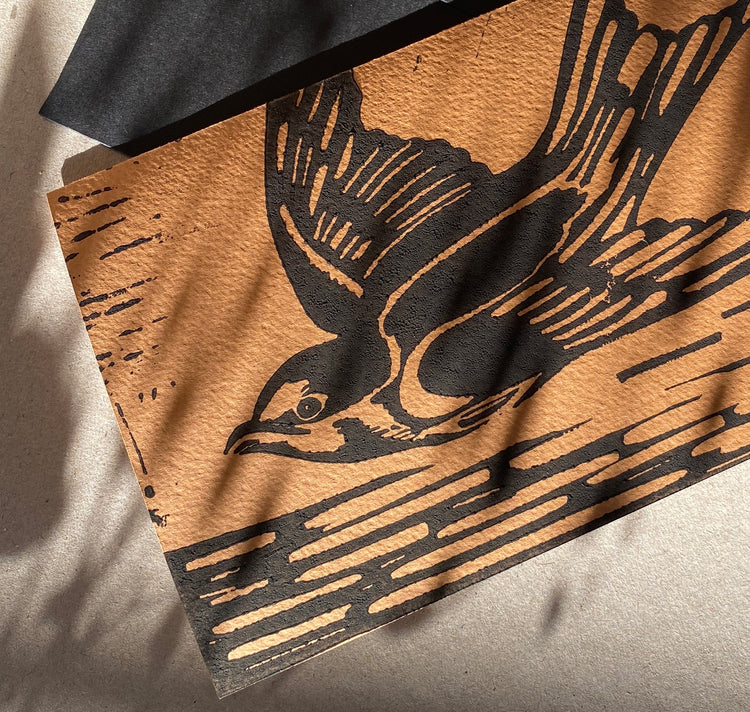 GINNY - Biglietto "Rondine Linoleografia"