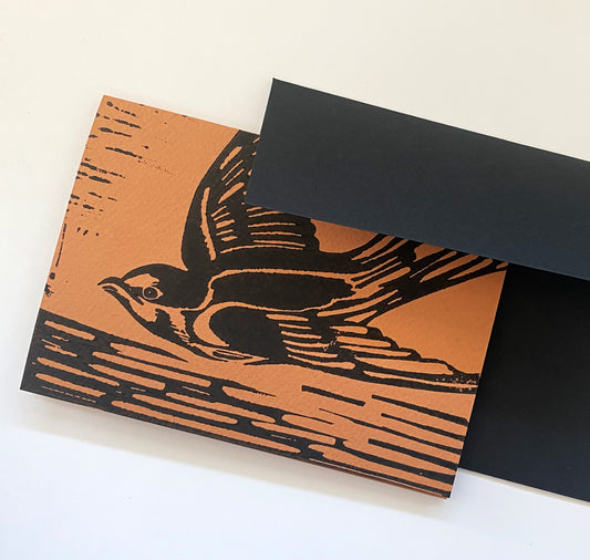 GINNY - Biglietto "Rondine Linoleografia"