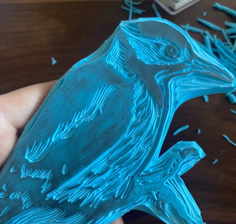 GINNY - Carte en édition limitée „Der Buntspecht“, linogravure