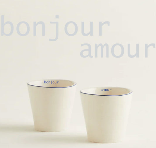 Studio Null - Espressobecher-Set "bonjour amour" (blau)