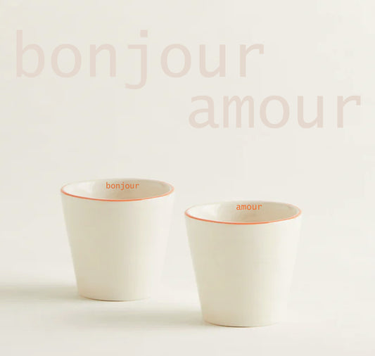 Studio Null - Espressobecher-Set "bonjour amour" (orange)