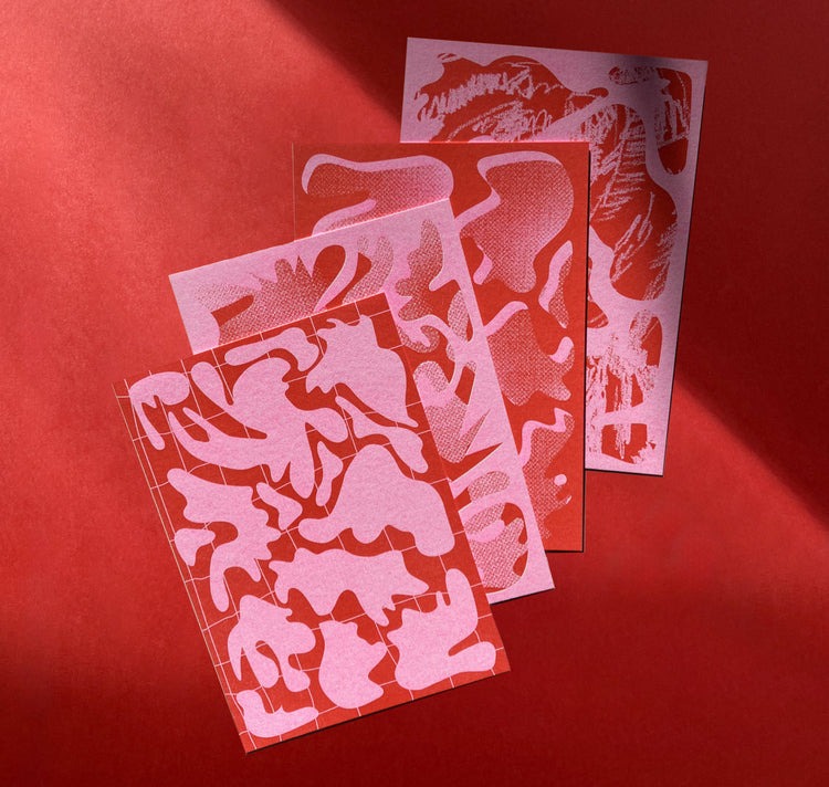 Studio Quarz - Cardset "Riso-Prise" (rot/pink)