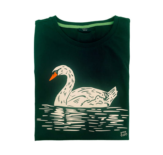 GINNY - Unikat-T-Shirt "Schwan" (Grösse M)