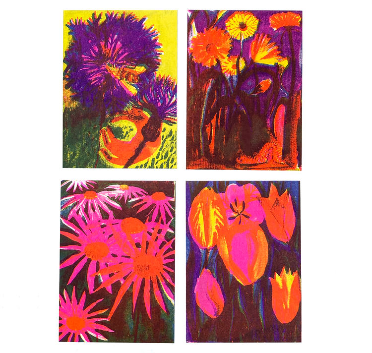 Anna Weber - Postcard set of 4 "Flowers"
