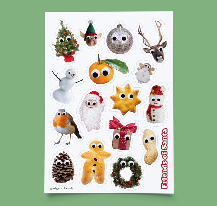 Atelier Goldiger Schlüssel - Stickerbogen "Friends of Santa"