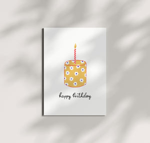 Pomba - Postkarte "birthday cake floral yellow"