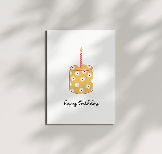 Pomba - Postkarte "birthday cake floral yellow"