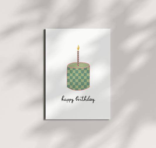 Pomba - Postkarte "birthday cake grün kariert"