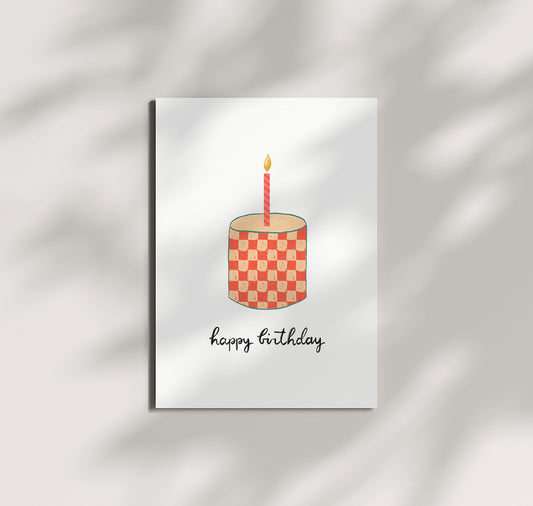 Pomba - Postkarte "birthday cake rot kariert"