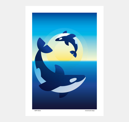 chantal kocher design - Plakat "Happy Orcas"