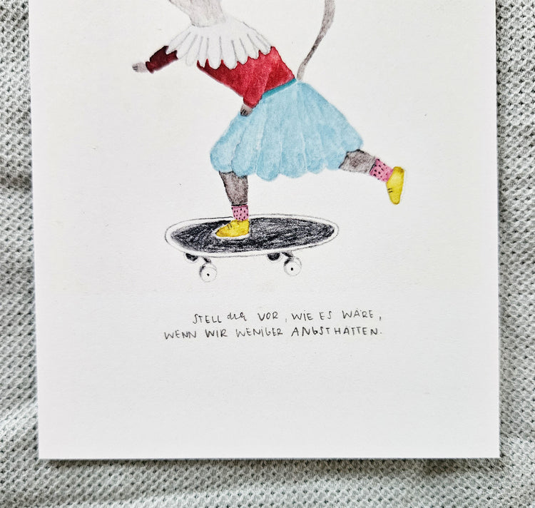 froleinmint - Card "Katze mit Rollbrett"