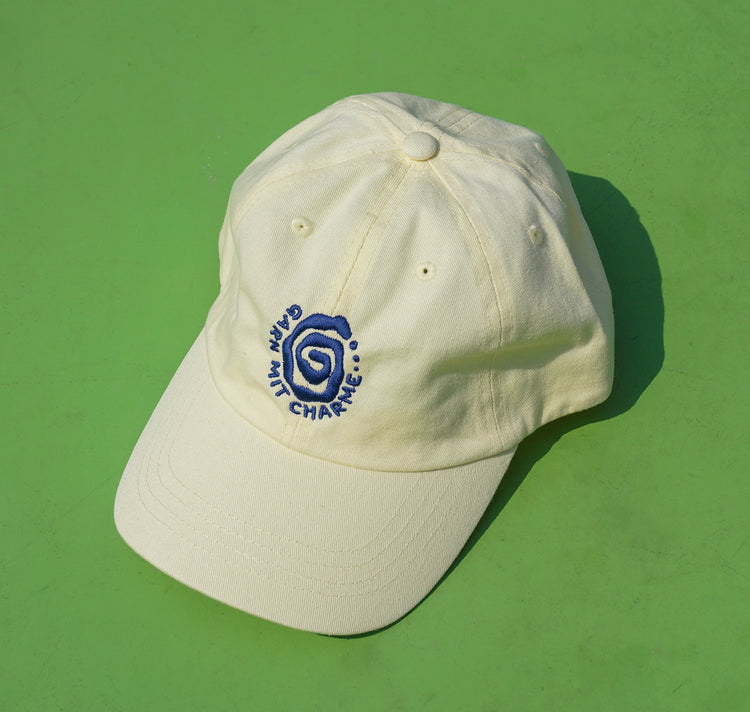 Garn mit Charme - Cap (Pastelgelb/Dunkelblau)