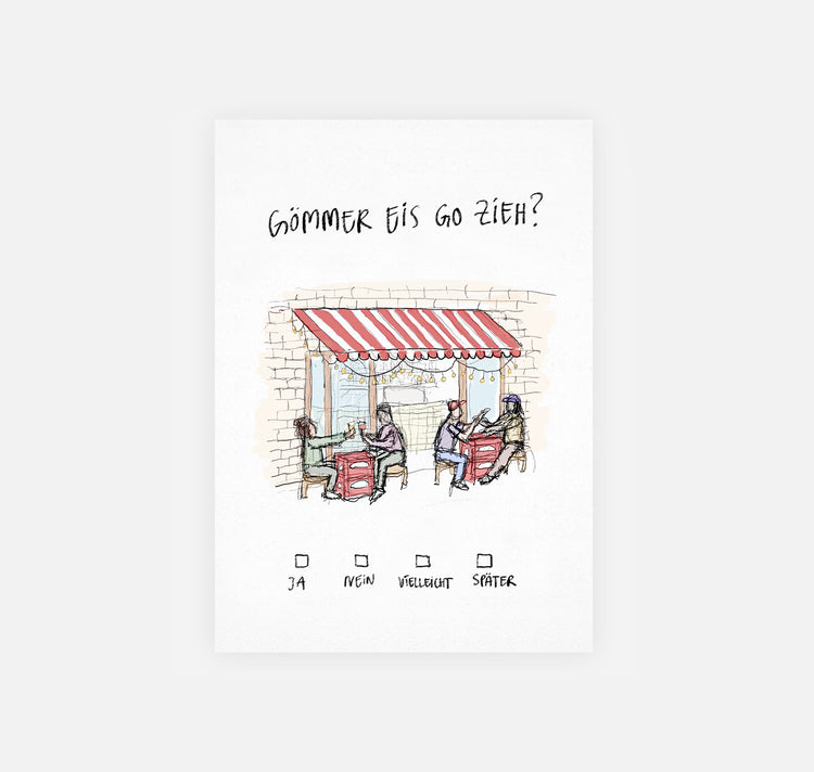 gsichtlos - Postkarte " eis go zieh"