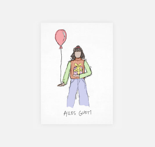 gsichtlos - Postkarte "alles gueti ballon"