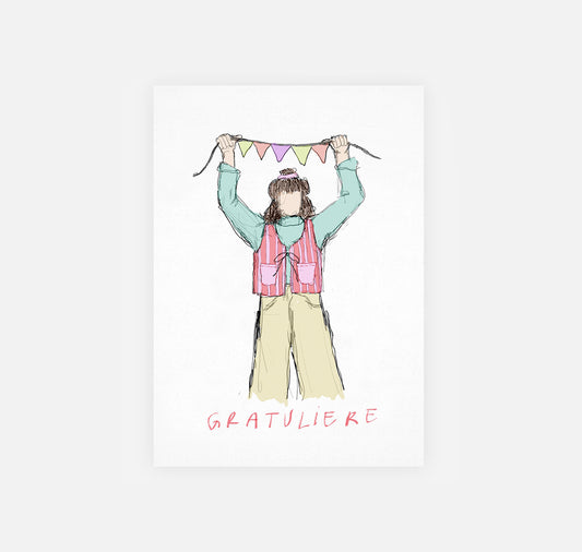 gsichtlos - Postkarte "gratuliere"