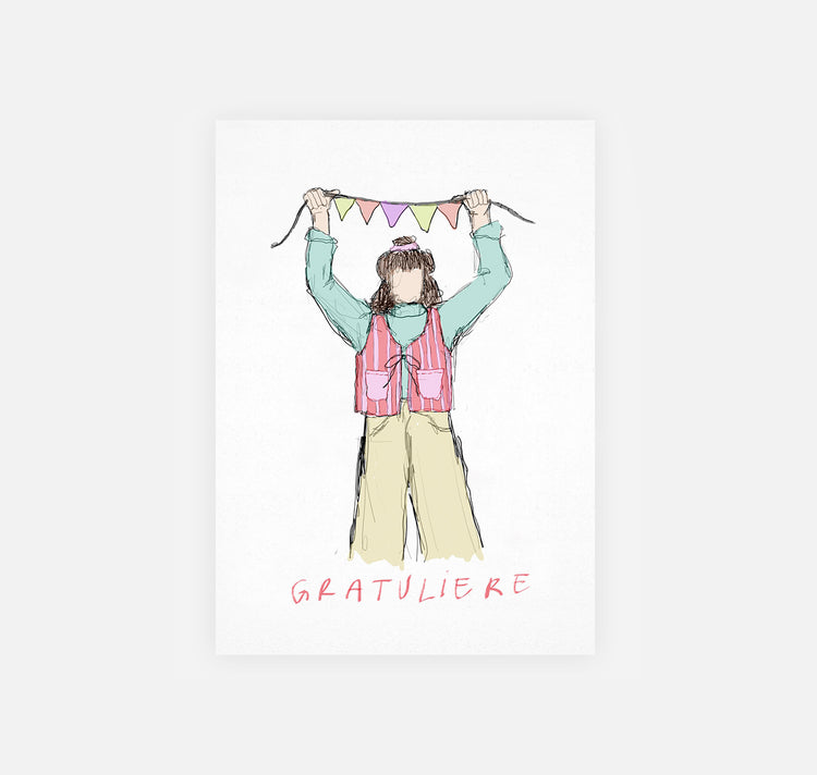 gsichtlos - Postkarte "gratuliere"