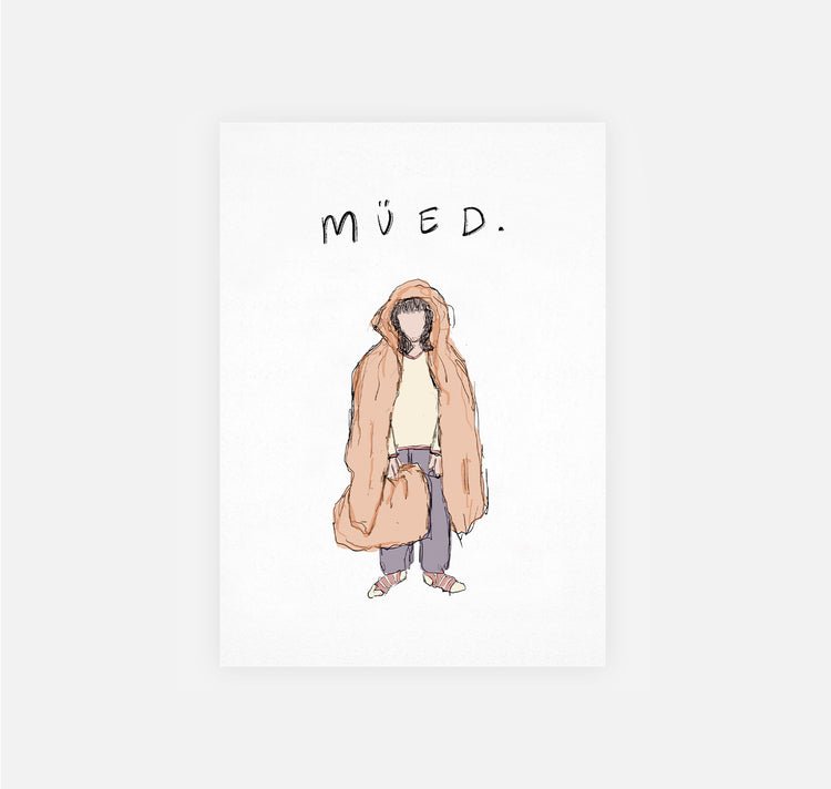 gsichtlos - Postkarte "müde"