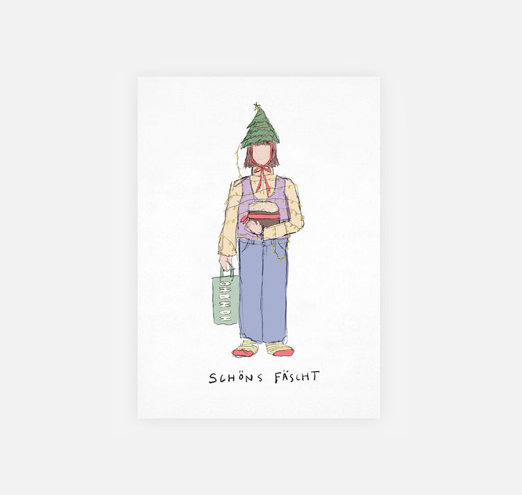 gsichtlos - Postkarte "schöns fäscht"