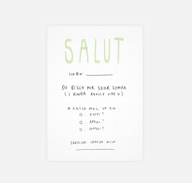 gsichtlos - Postkarte "swipe zum mitgeh"