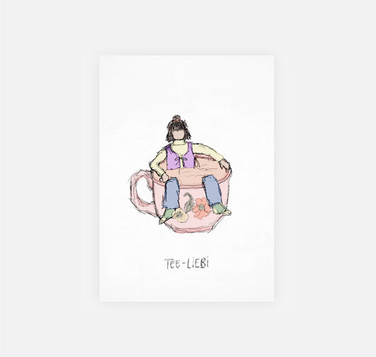 gsichtlos - Postkarte "tee-liebi (in tasse)"