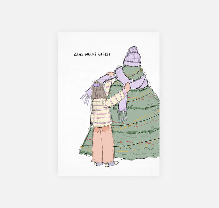 gsichtlos - Postkarte "warmi grüess (schal)"