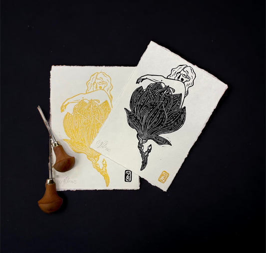 arion illustrato - Stampa linoleografica originale "Vitoria"