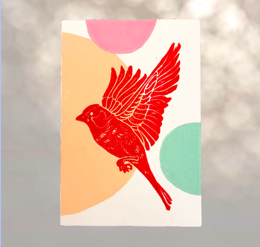 arion illustriert - Original Linoldruck „Vogel“