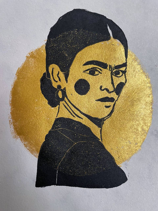 arion illustriert - Linol Druck auf Moulin Büttenpapier "Frida Gold“